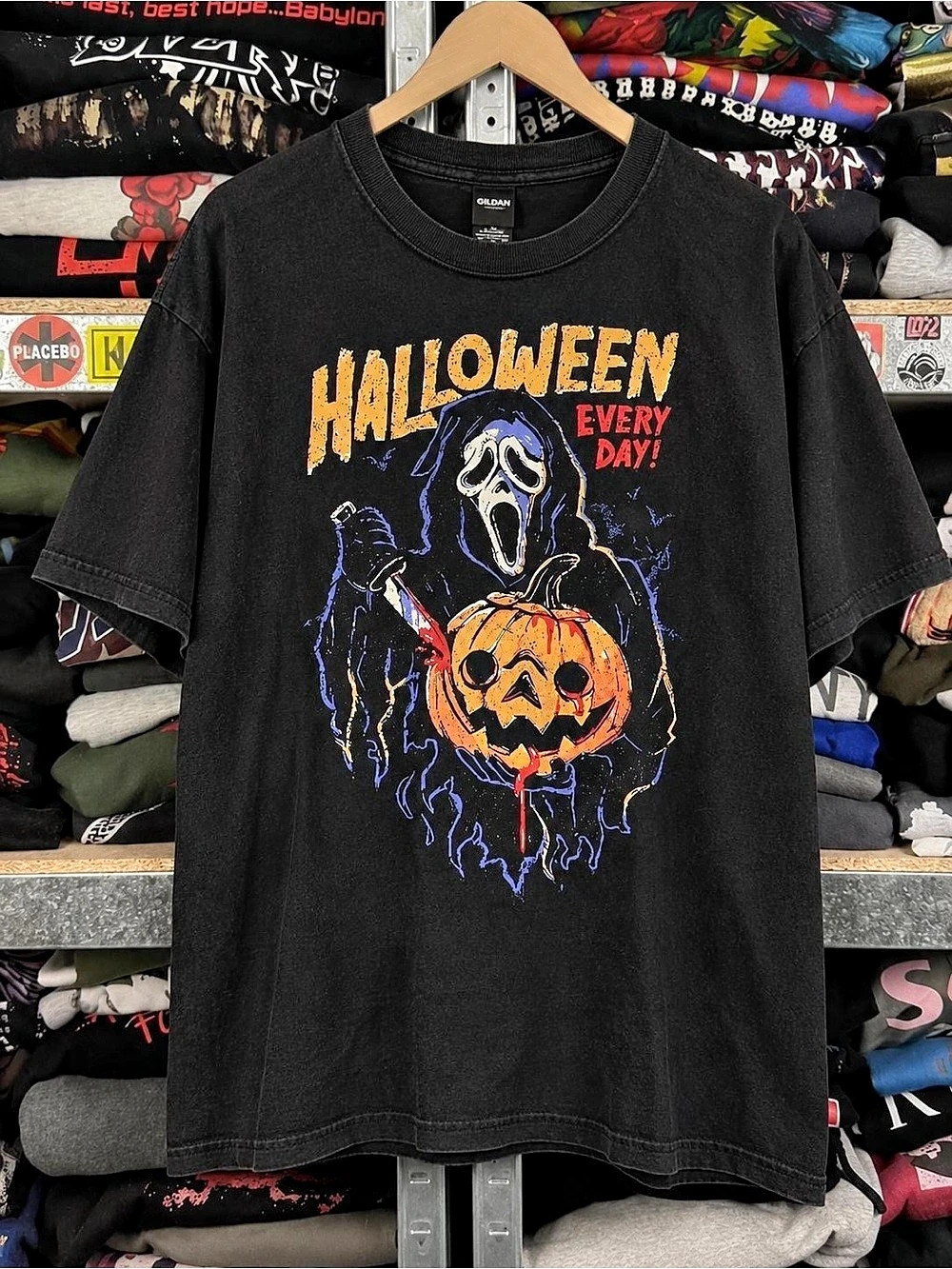 Halloween Ghostface Pumpkin Graphic T-Shirt Black Unisex